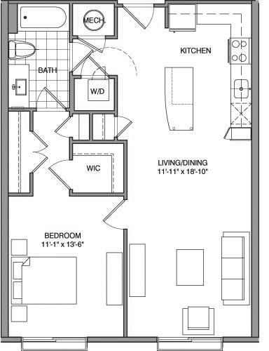 Plano de 1 Bdrm I, que muestra 1 dormitorio
