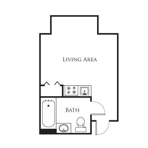 Floorplan diagram for Studios, showing Studio