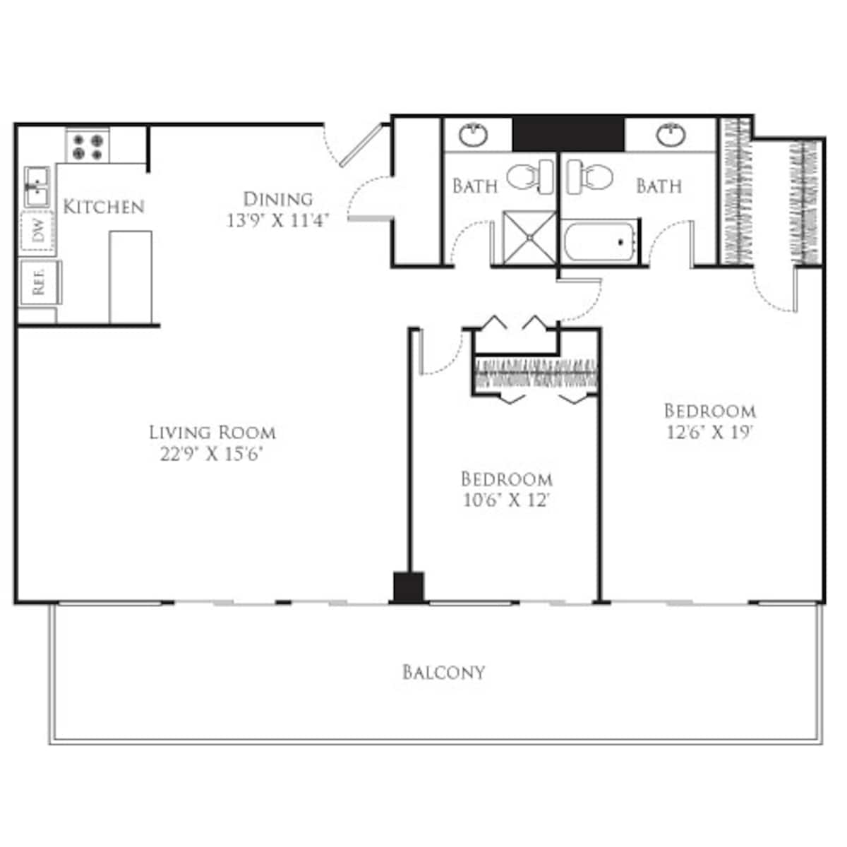 Floorplan diagram for 2 Bedroom - Tower, showing 2 bedroom