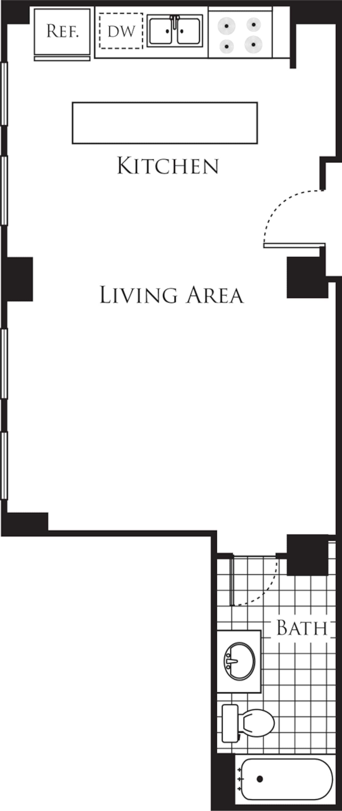Floorplan diagram for Studio A3, showing Studio