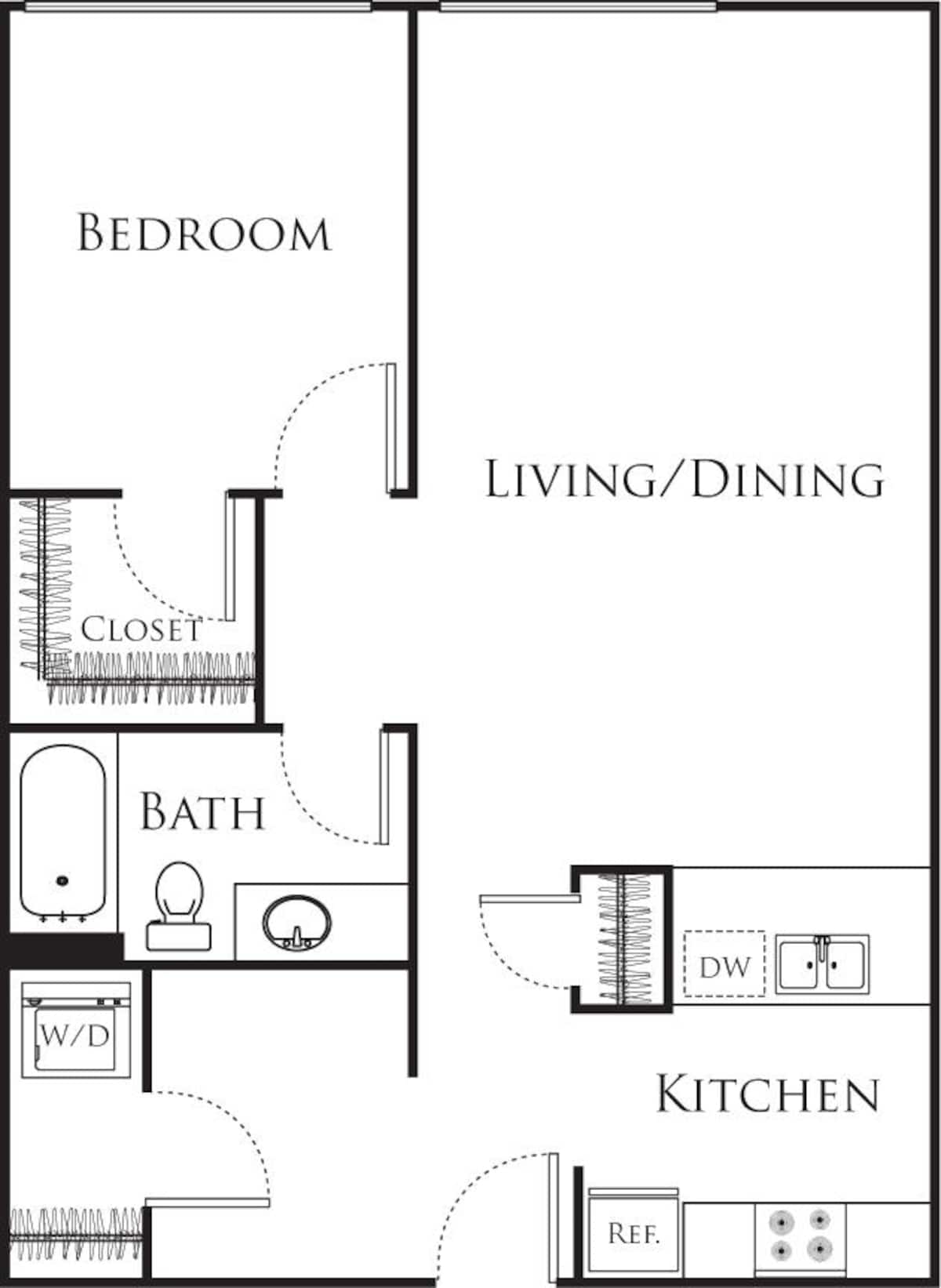 Floorplan diagram for A15, showing 1 bedroom
