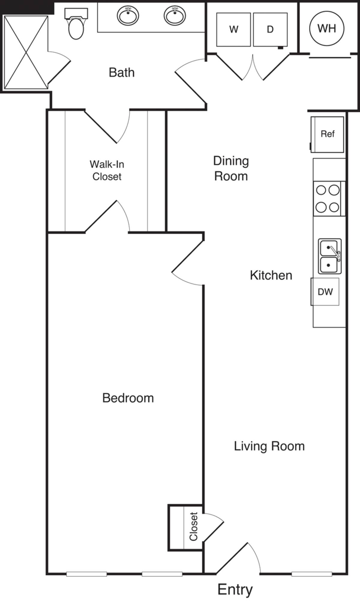 Floorplan diagram for 1 Bedroom A2, showing 1 bedroom
