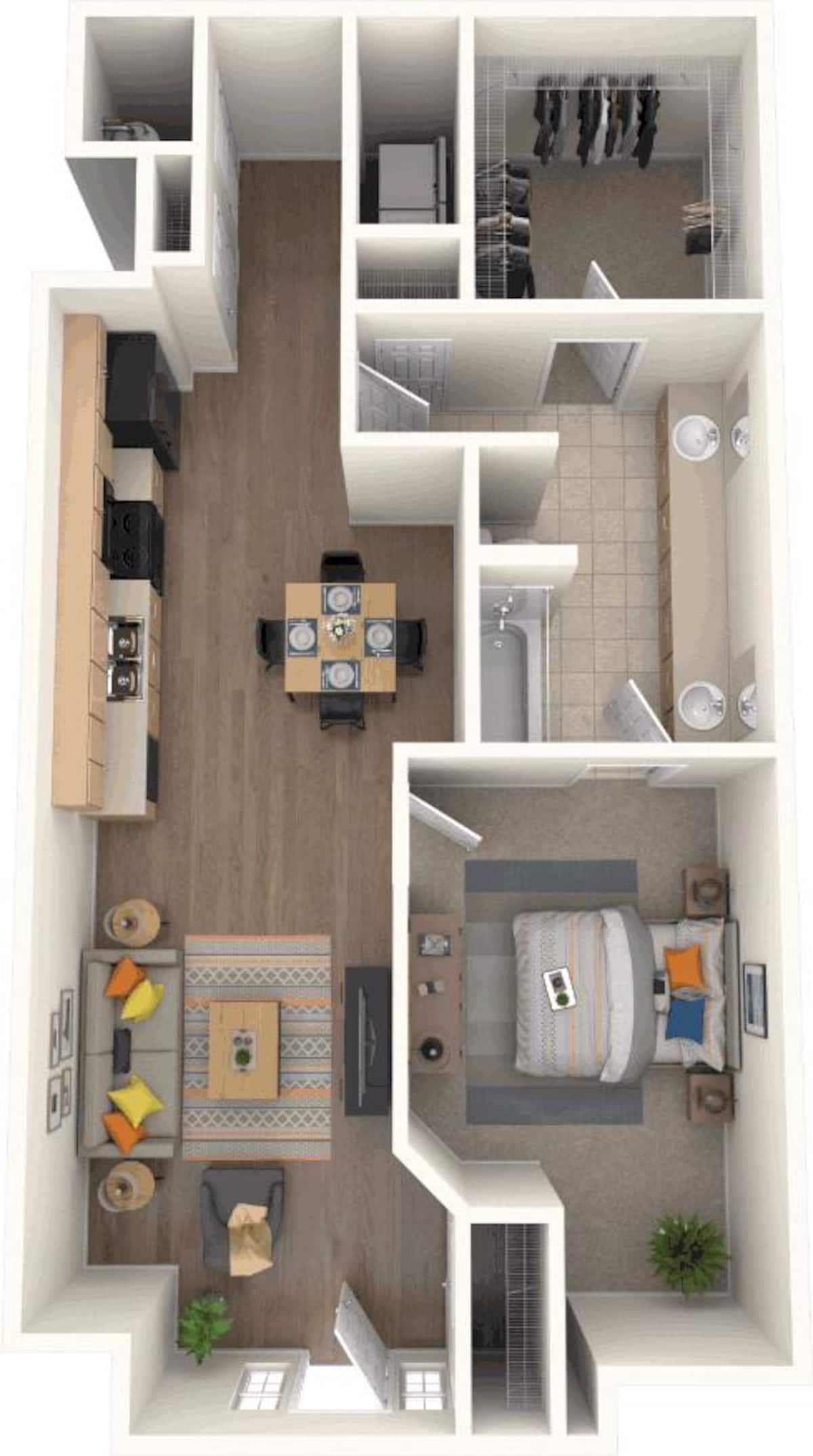 Floorplan diagram for 1 Bedroom A1 - Unit 344, showing 1 bedroom