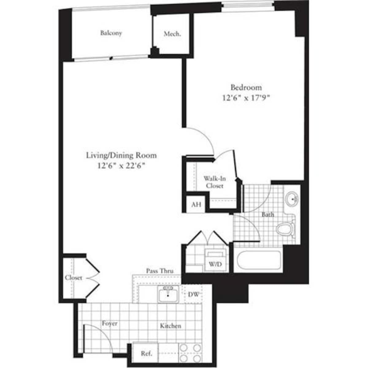 Floorplan diagram for 1 Bedroom I, showing 1 bedroom