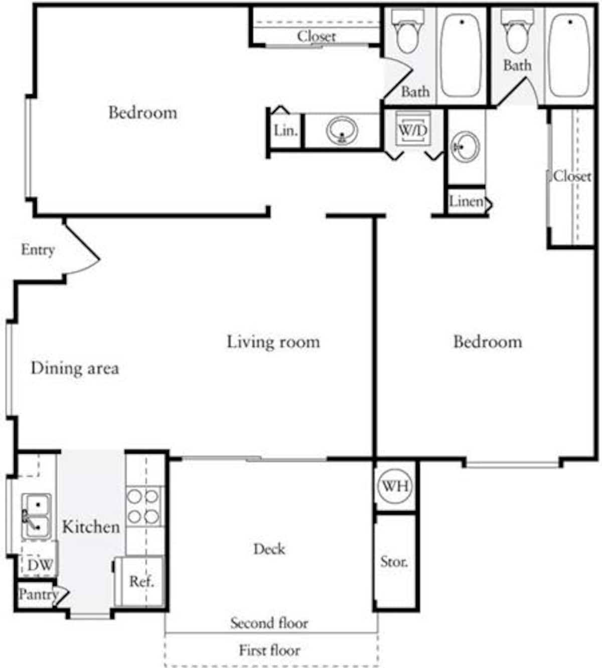Floorplan diagram for 2 Bedrooms A, showing 2 bedroom
