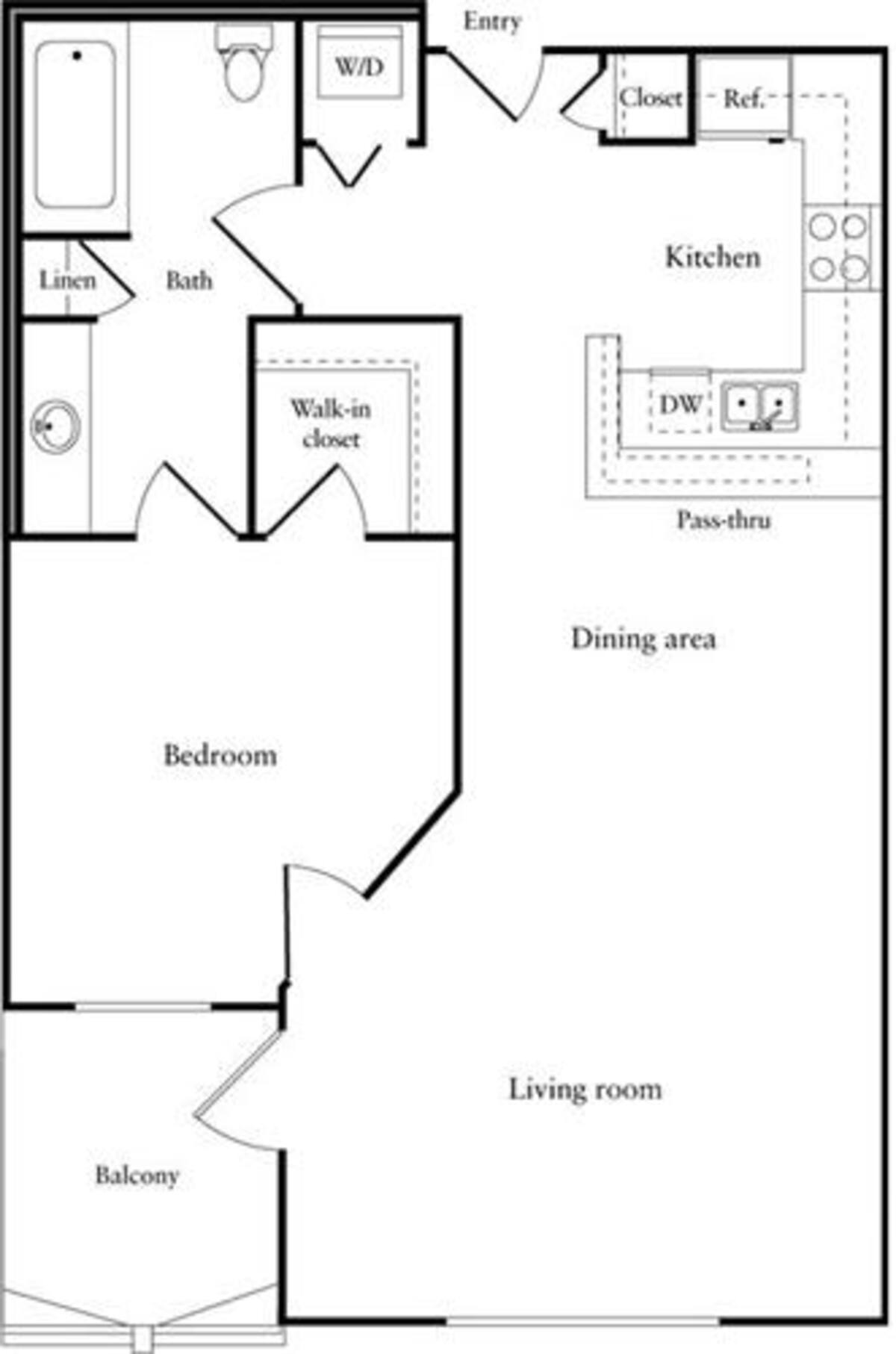 Floorplan diagram for 1 Bedroom B, showing 1 bedroom