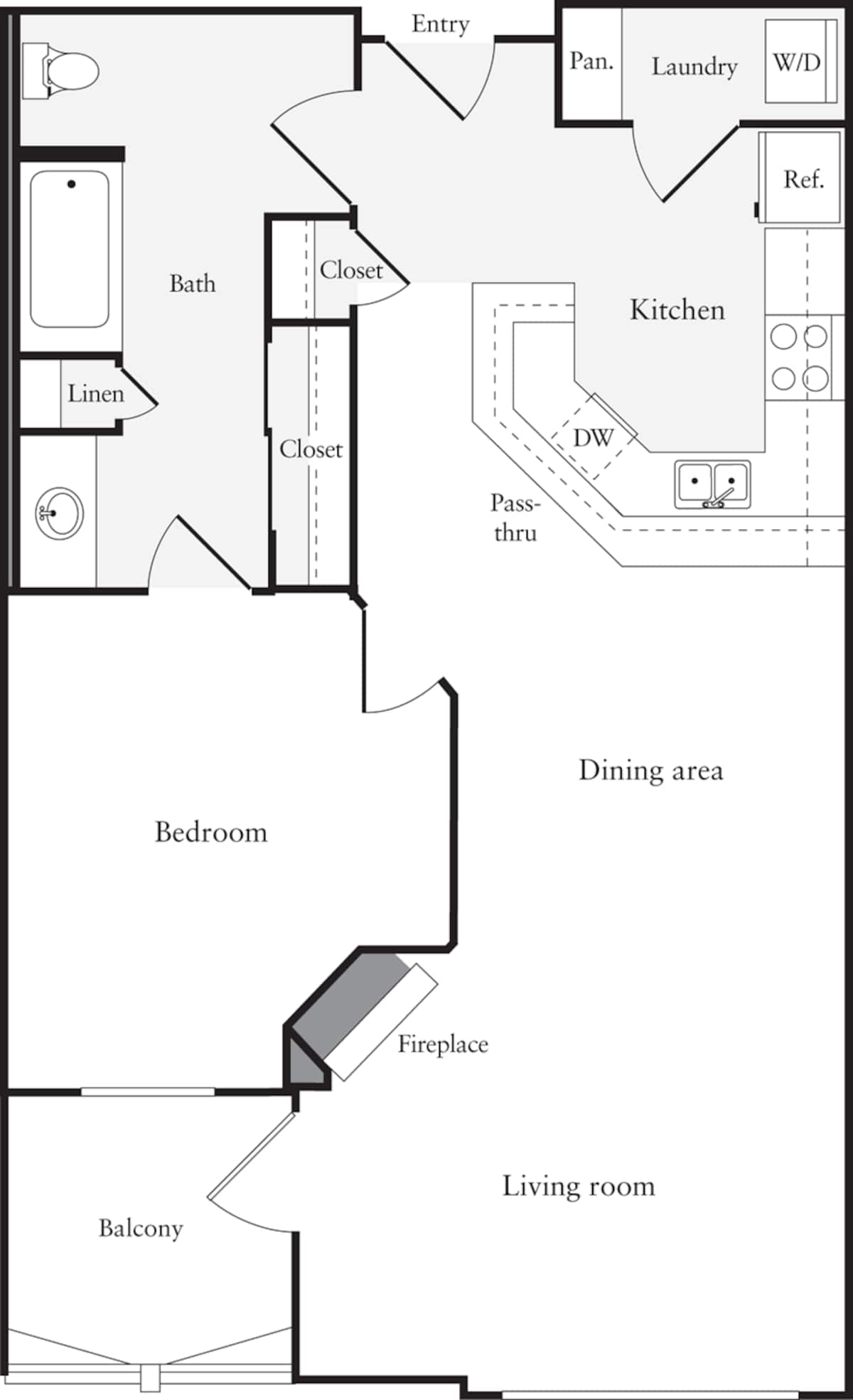 Floorplan diagram for 1 Bedroom C, showing 1 bedroom