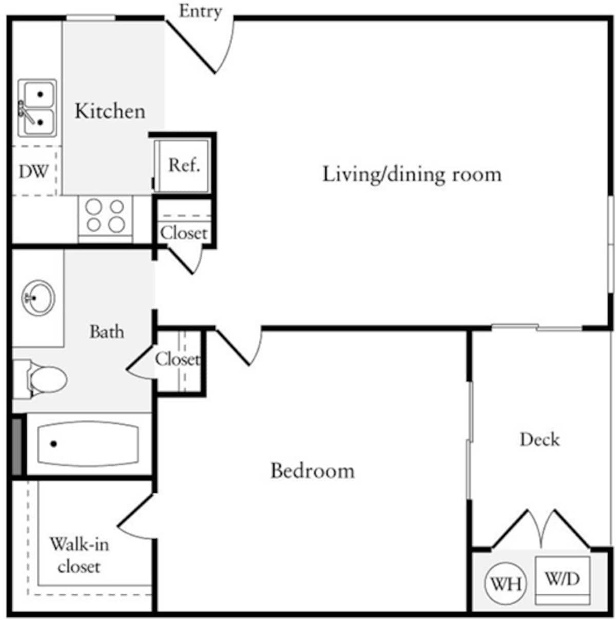 Floorplan diagram for 1 Bedroom A, showing 1 bedroom