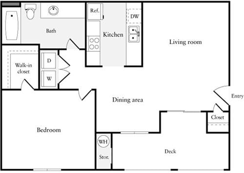 Floorplan diagram for 1 Bedroom B, showing 1 bedroom