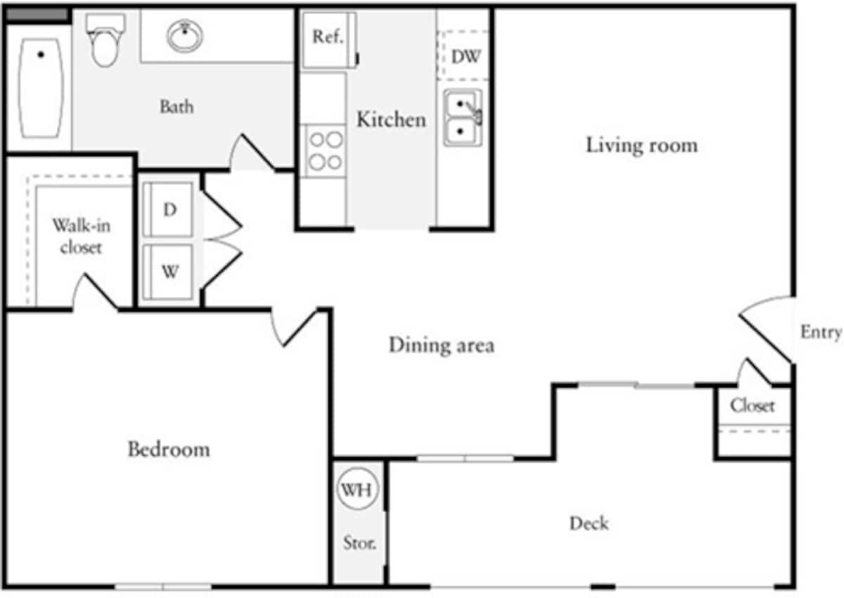 Floorplan diagram for 1 Bedroom B, showing 1 bedroom