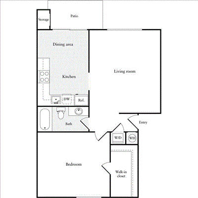 Floorplan diagram for 1 Bedroom A, showing 1 bedroom