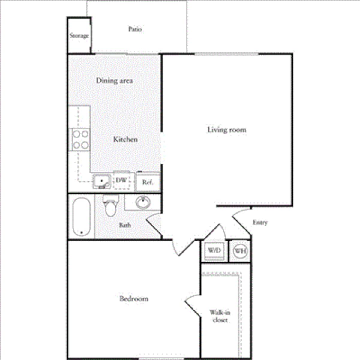 Floorplan diagram for 1 Bedroom A, showing 1 bedroom