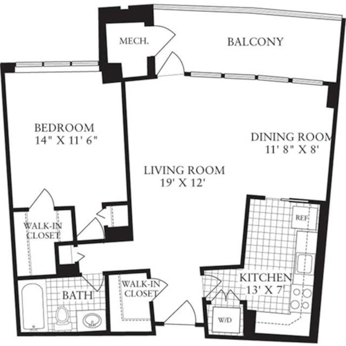 Floorplan diagram for 1 Bedroom I, showing 1 bedroom