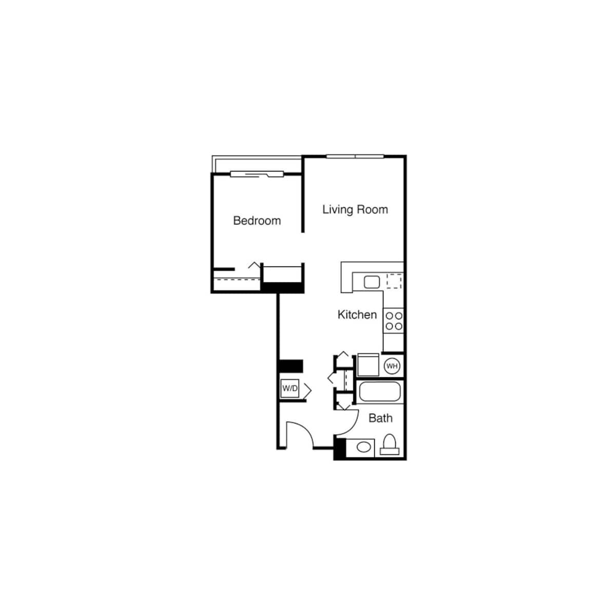 Floorplan diagram for Studio C, showing 1 bedroom