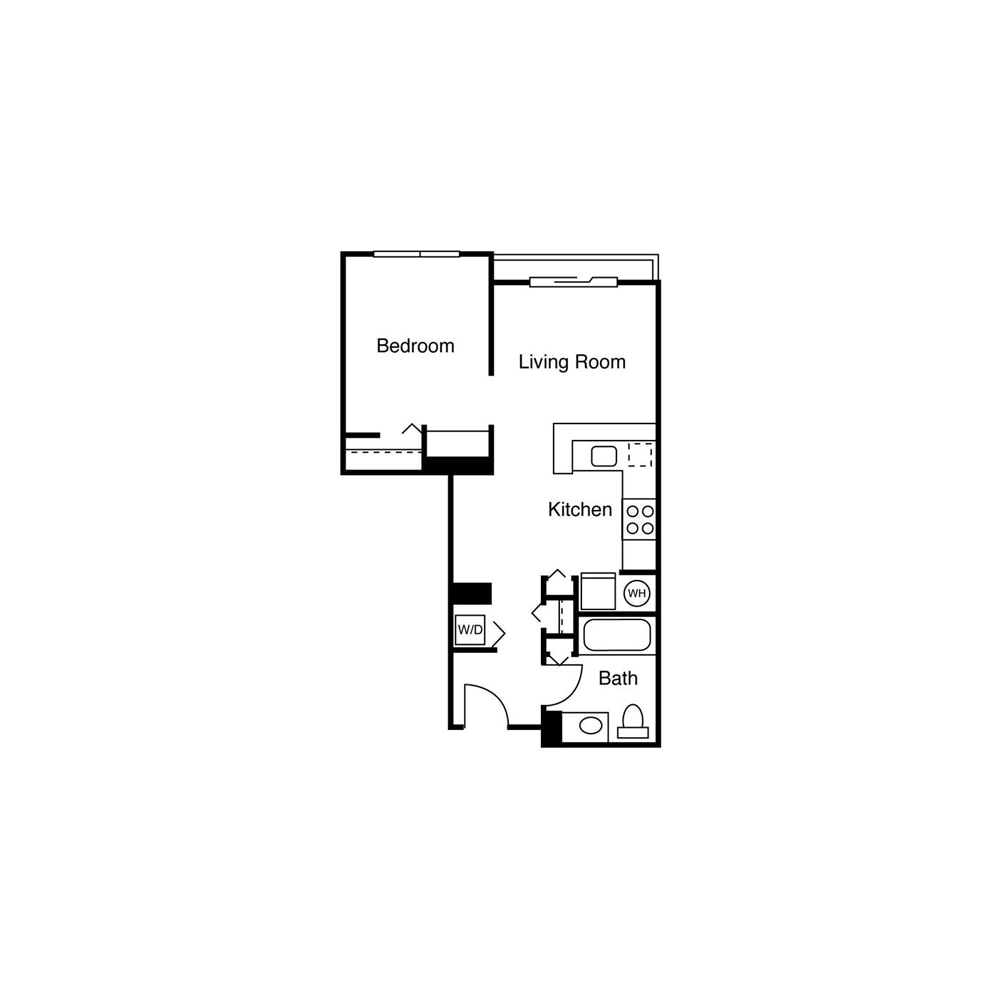 Plan interior pentru Studio E, care arată Număr de dormitoare: 1