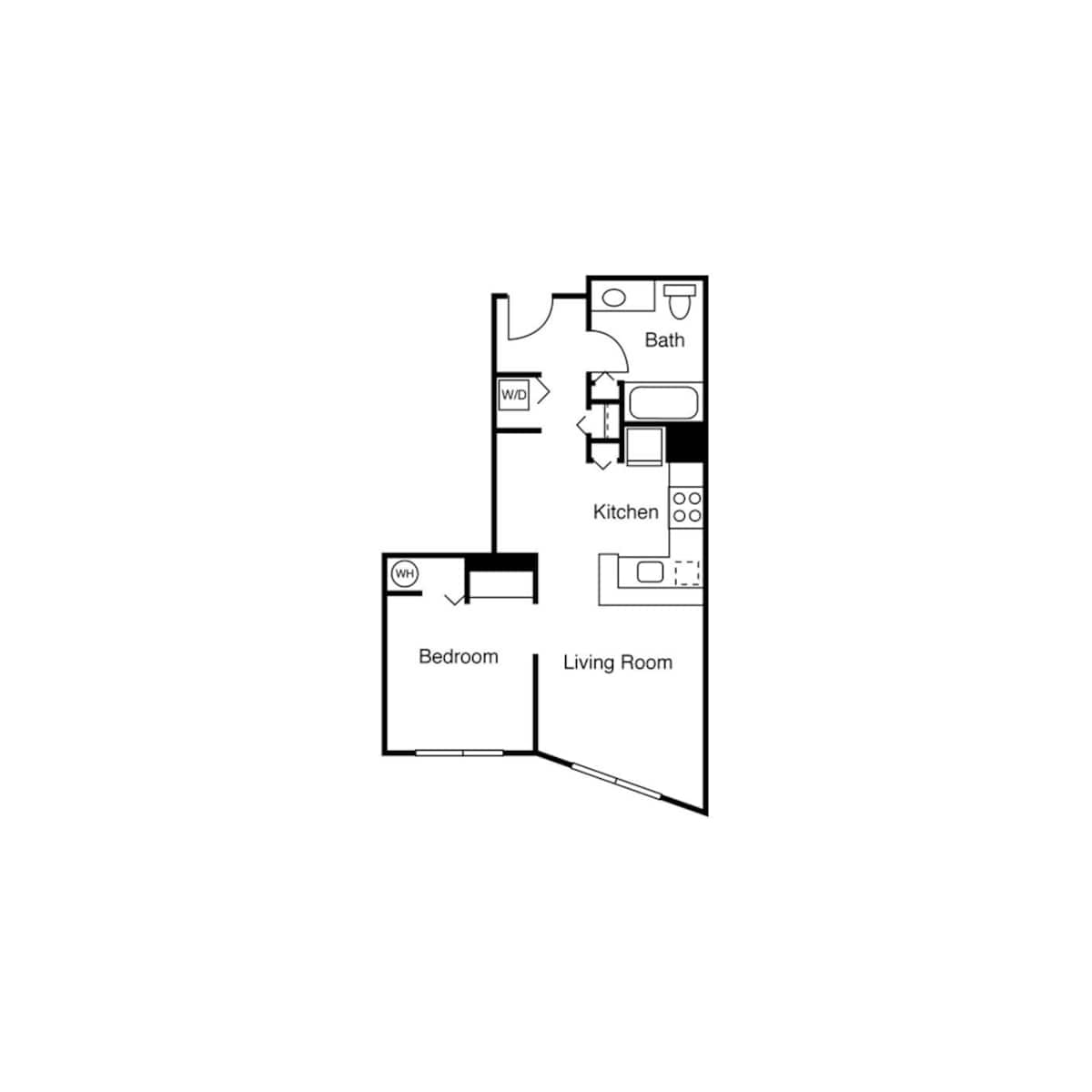 Floorplan diagram for Studio G, showing 1 bedroom