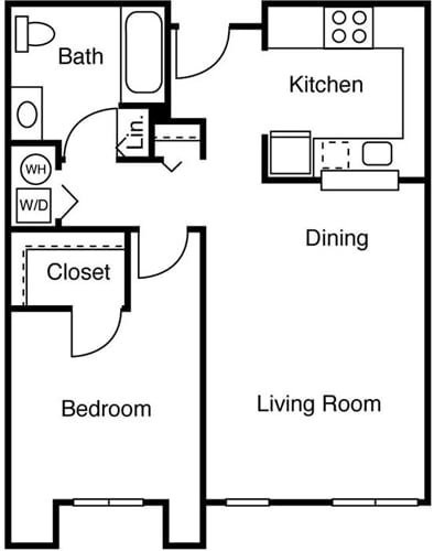 1 Bedroom C kat planı şemasında 1 yatak odası gösteriliyor