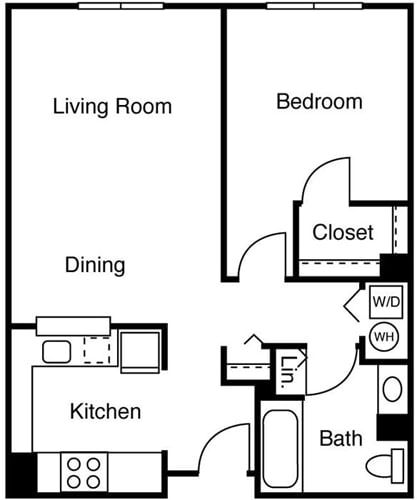 Floorplan diagram for 1 Bedroom G, showing 1 bedroom