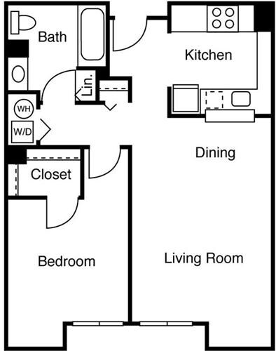 Majutuskoha plaan 1 Bedroom I, millel on näidatud 1 magamistuba
