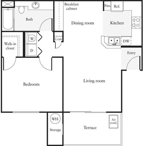 Floorplan diagram for 1 Bedroom A, showing 1 bedroom