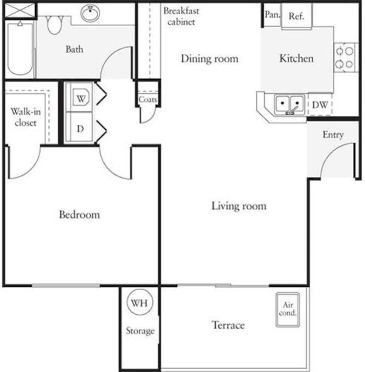 Floorplan diagram for 1 Bedroom A, showing 1 bedroom