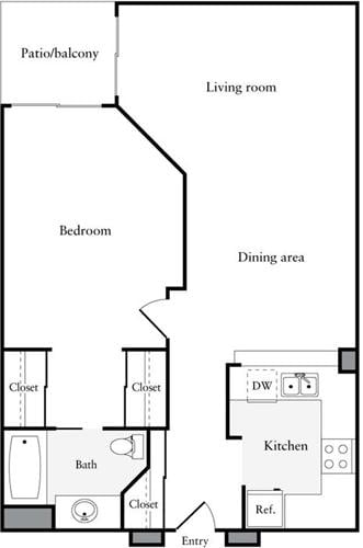 Floorplan diagram for 1 Bedroom A, showing 1 bedroom