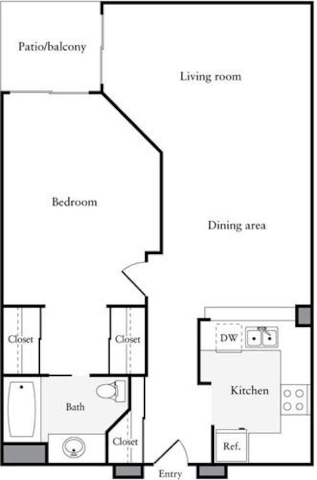 Floorplan diagram for 1 Bedroom A, showing 1 bedroom