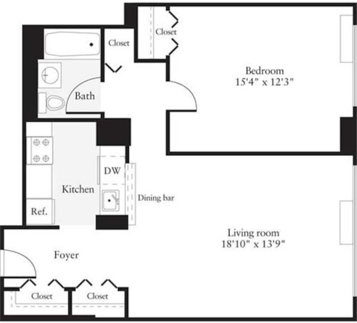 Floorplan diagram for 1 Bedroom I, showing 1 bedroom