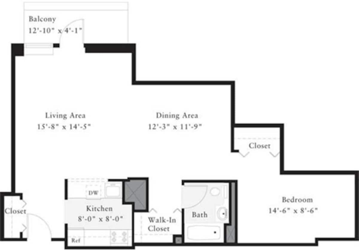 Floorplan diagram for Studio L, showing Studio