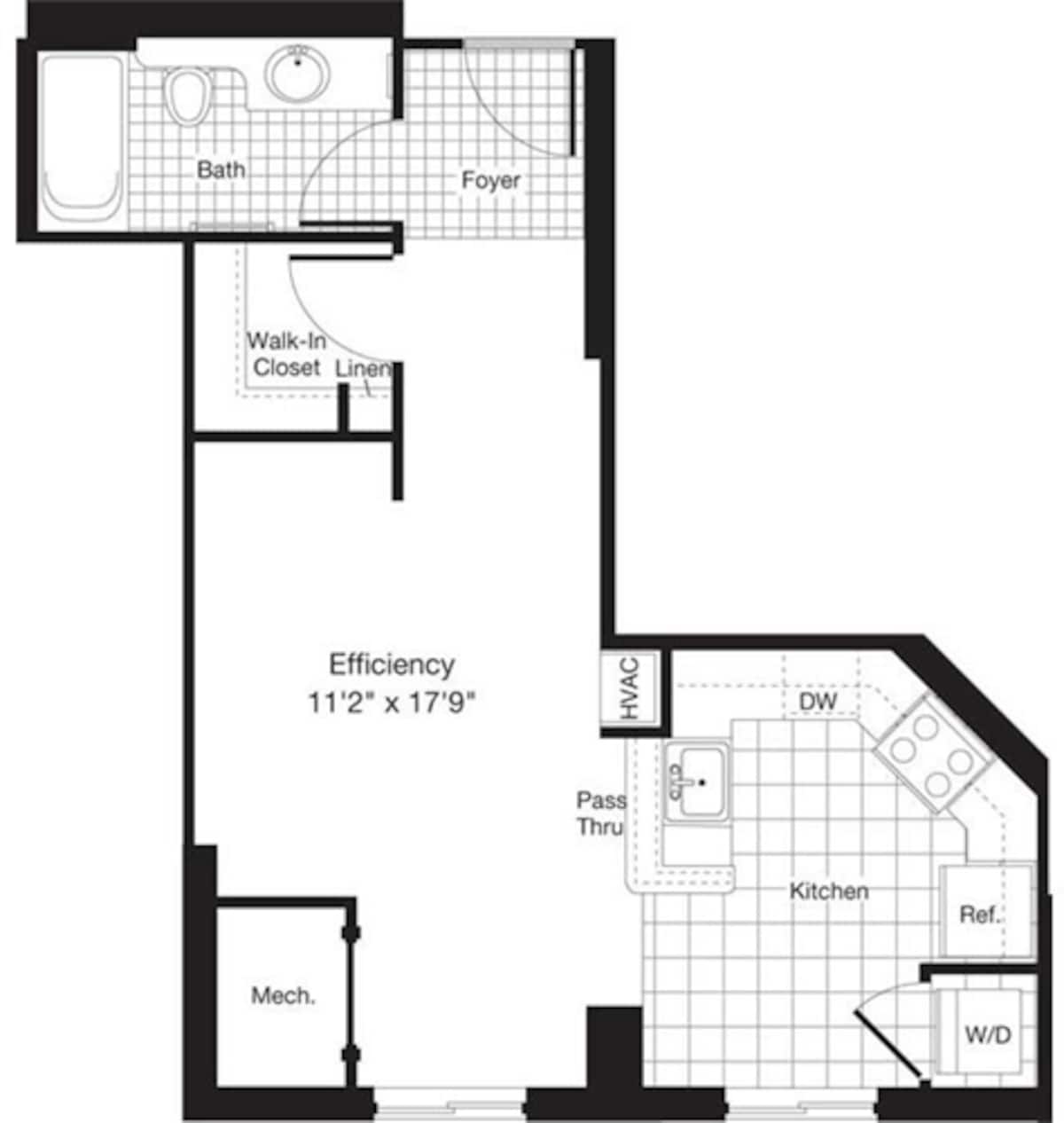 Floorplan diagram for Studio A, showing Studio