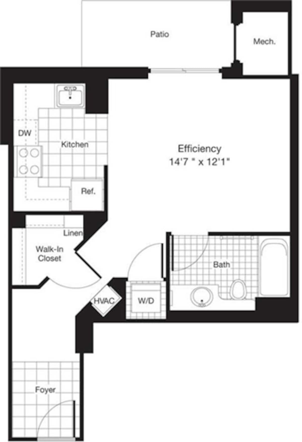 Floorplan diagram for Studio B, showing Studio