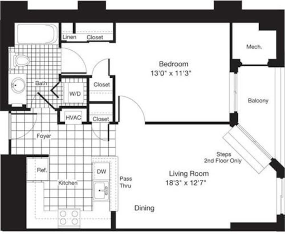 Floorplan diagram for 1 Bedroom K, showing 1 bedroom