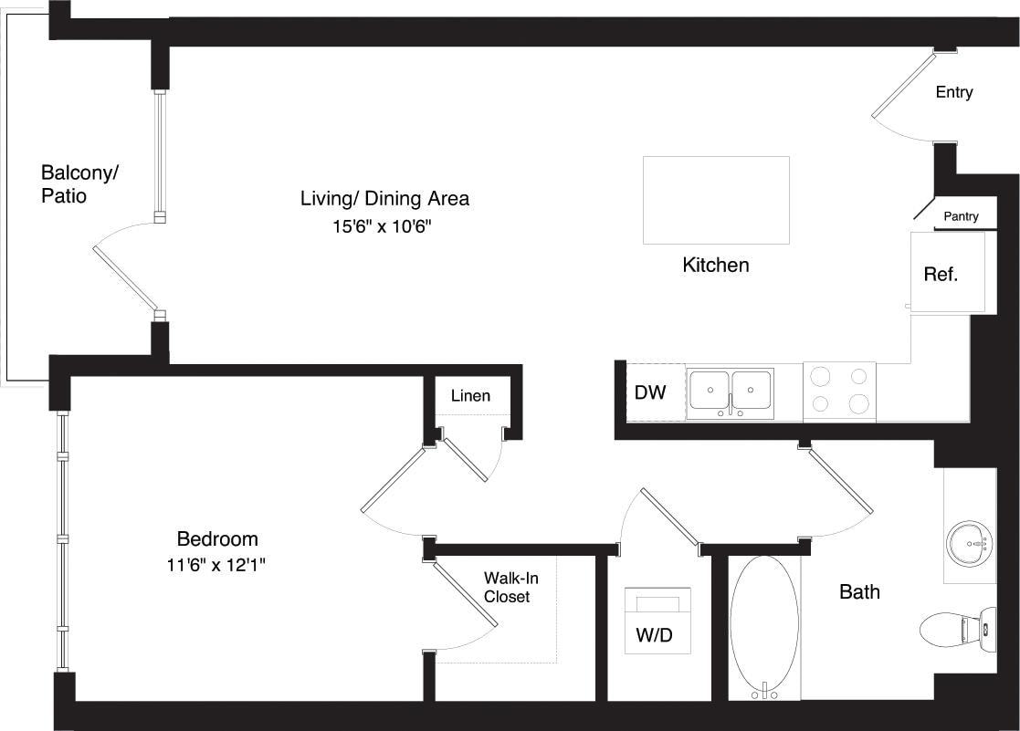 Floorplan diagram for Podium A1, showing 1 bedroom