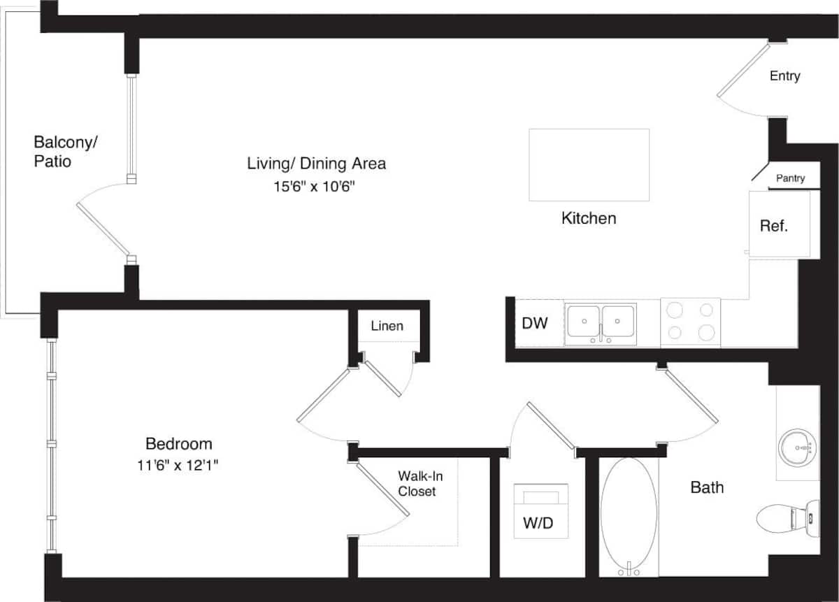 Floorplan diagram for Podium A1, showing 1 bedroom