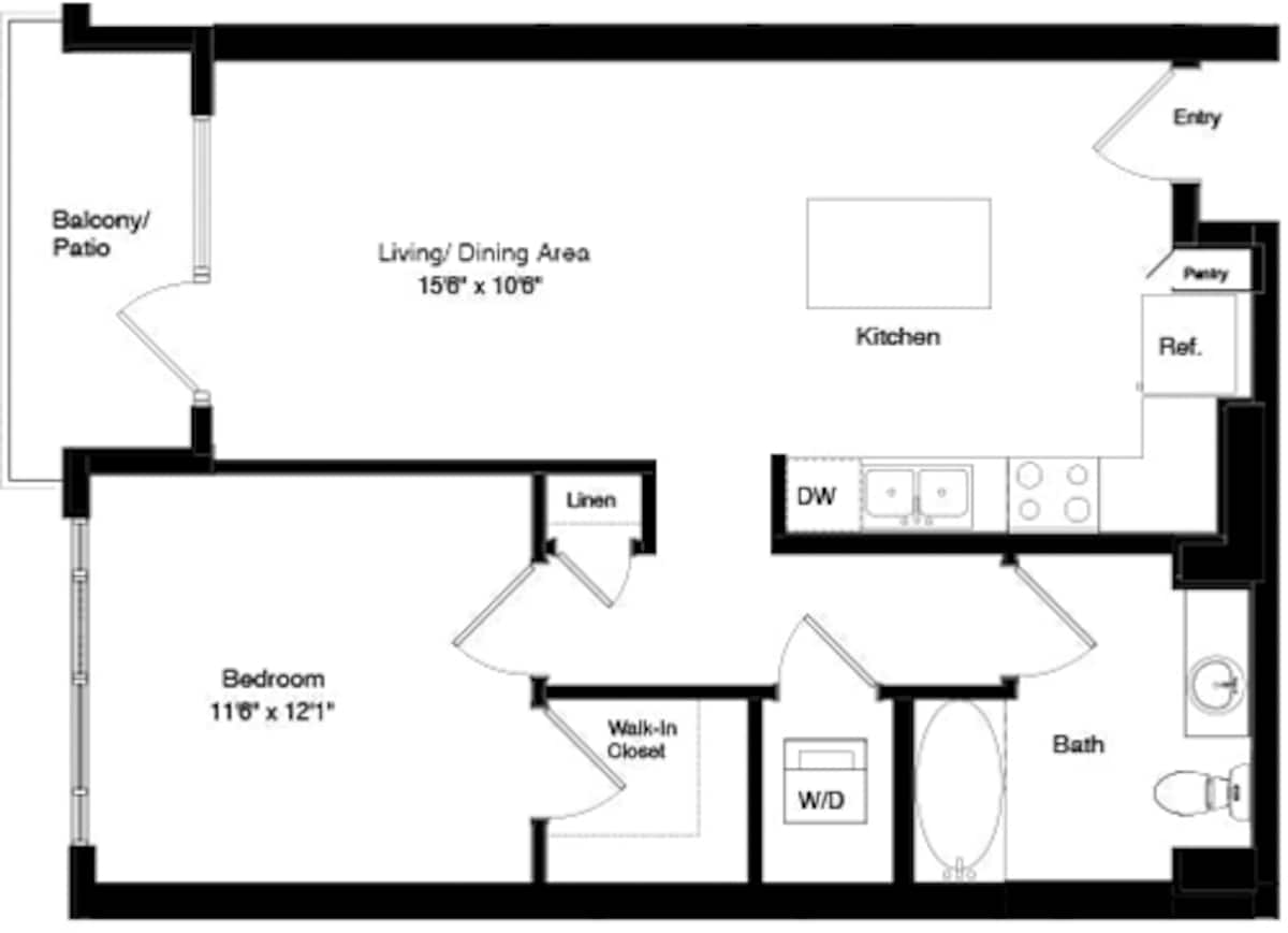 Floorplan diagram for Podium A1, showing 1 bedroom