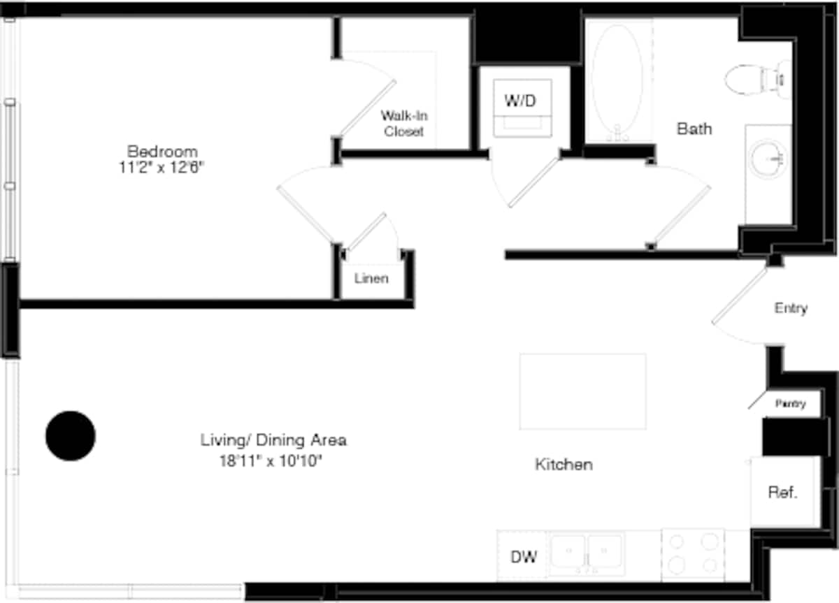 Floorplan diagram for Tower A3, showing 1 bedroom