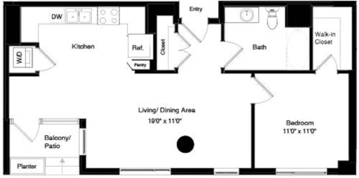 Floorplan diagram for Podium A8, showing 1 bedroom