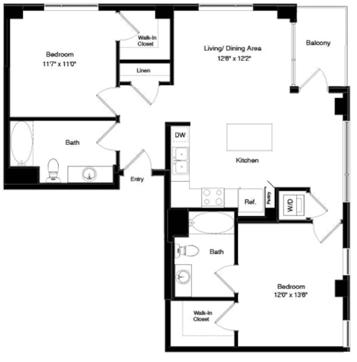 Floorplan diagram for Podium B3, showing 2 bedroom