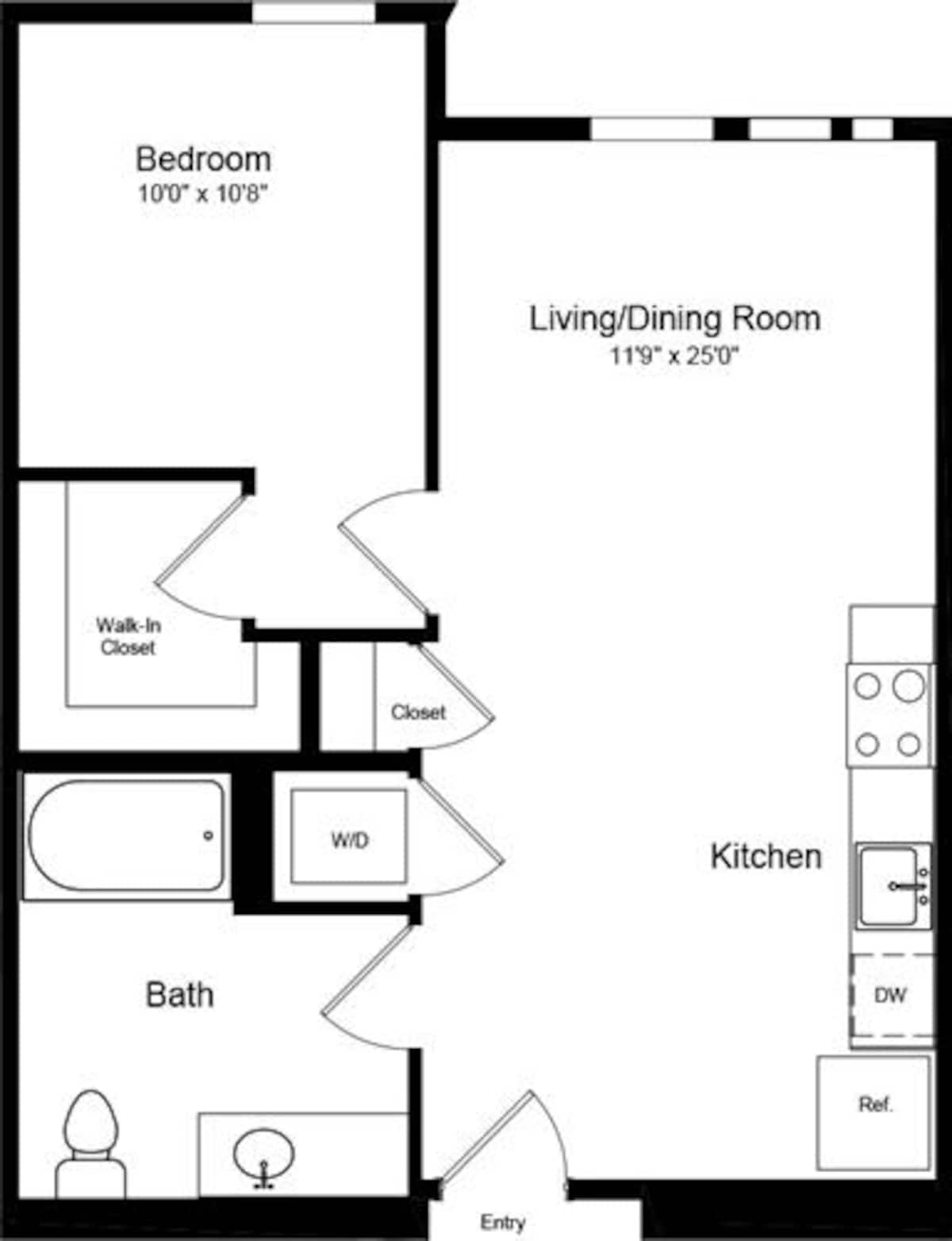 Floorplan diagram for 1 Bedroom A, showing 1 bedroom