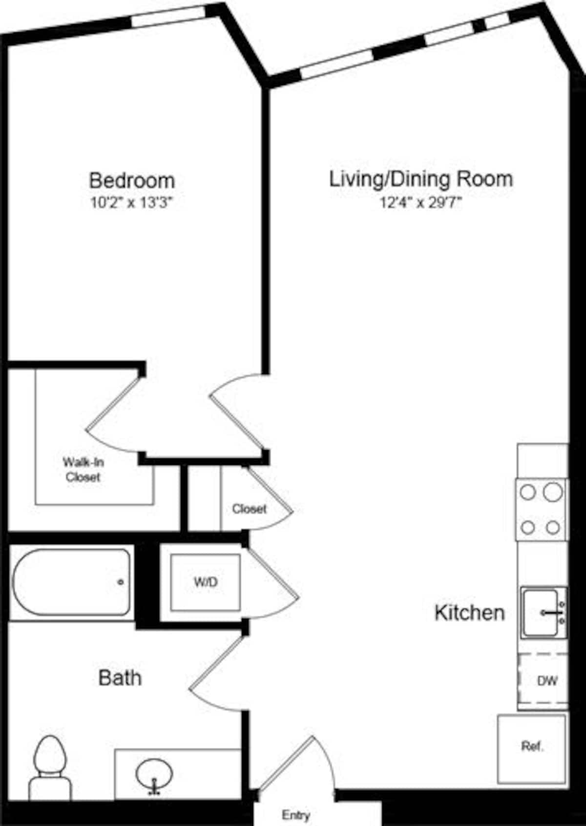 Floorplan diagram for 1 Bedroom A3, showing 1 bedroom