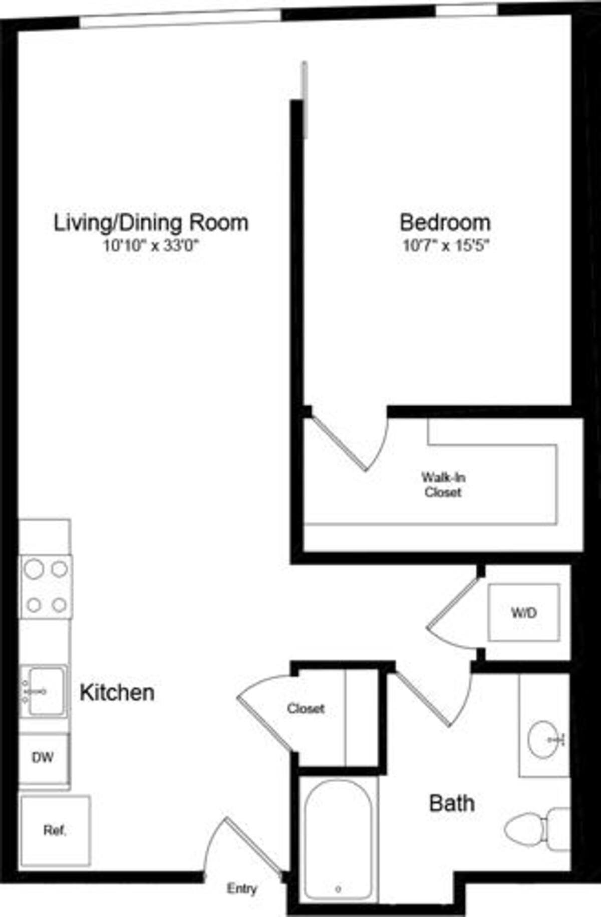 Floorplan diagram for 1 Bedroom G, showing 1 bedroom
