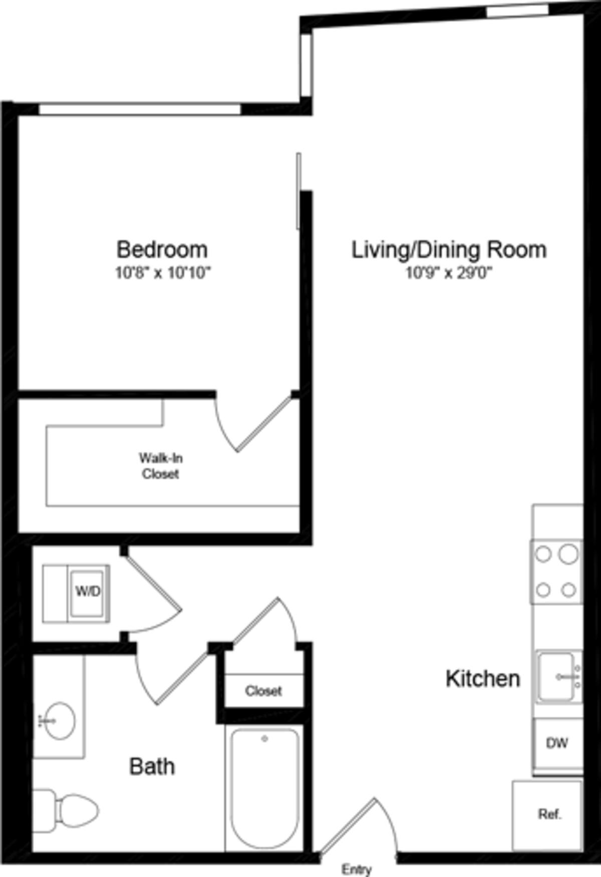 Floorplan diagram for 1 Bedroom G-2, showing 1 bedroom