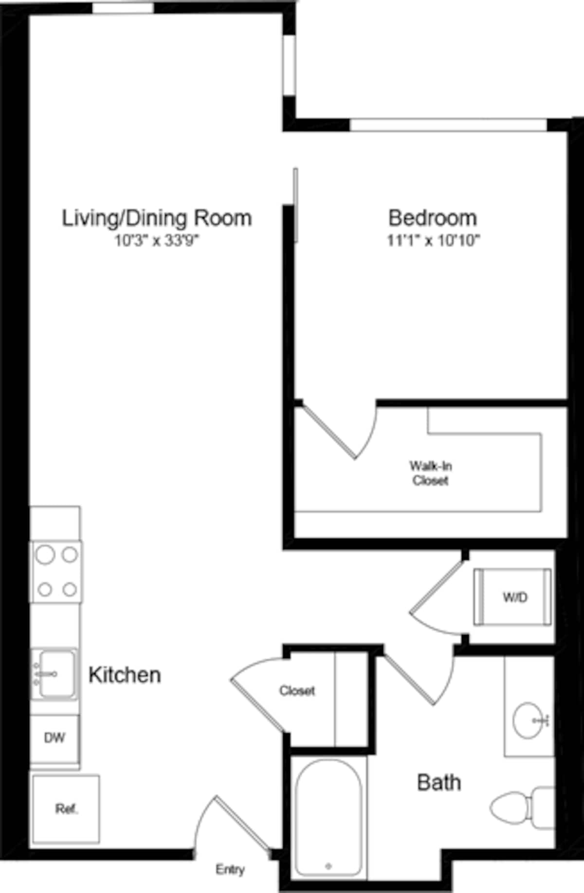 Floorplan diagram for 1 Bedroom G-3, showing 1 bedroom