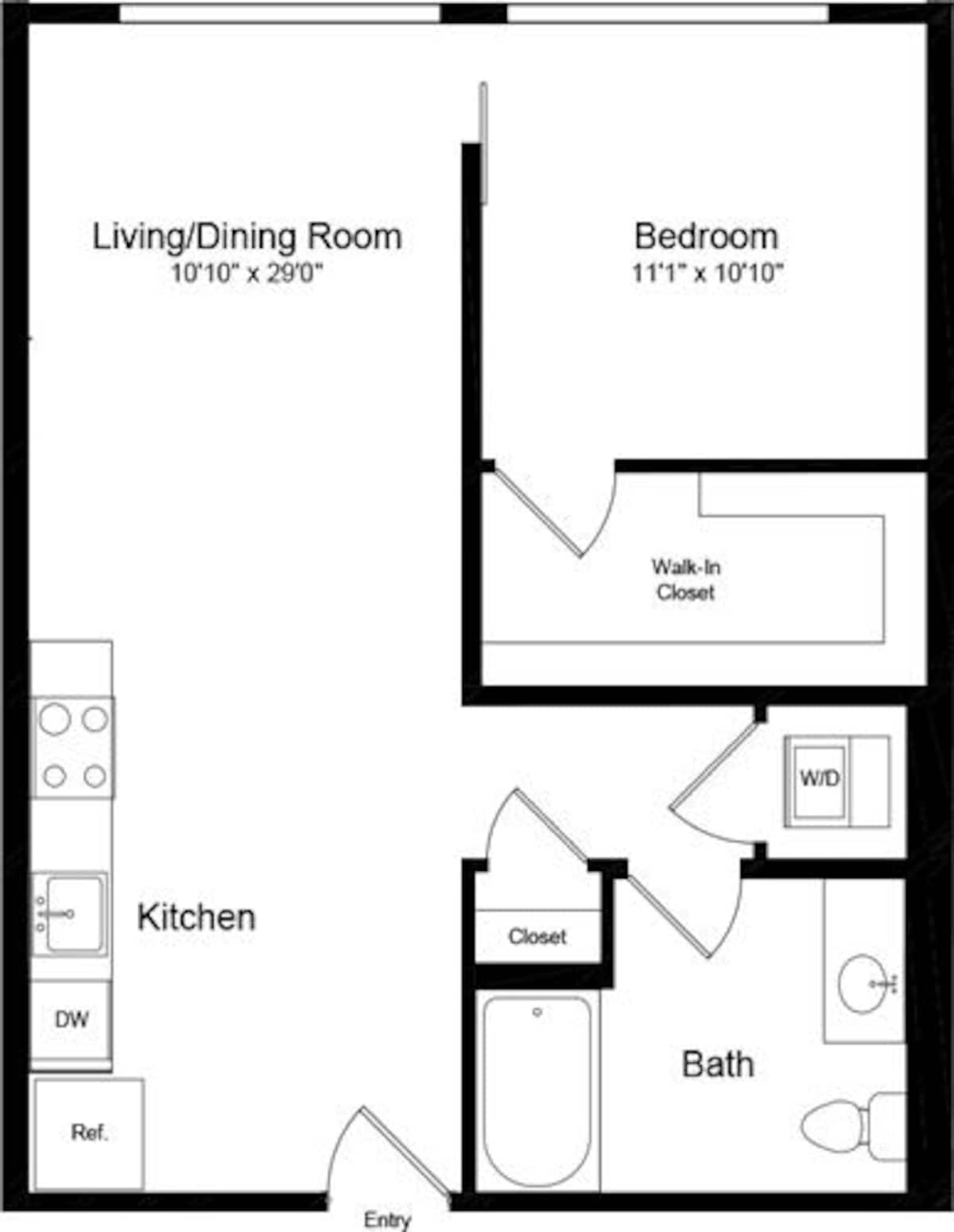 Floorplan diagram for 1 Bedroom G-4, showing 1 bedroom
