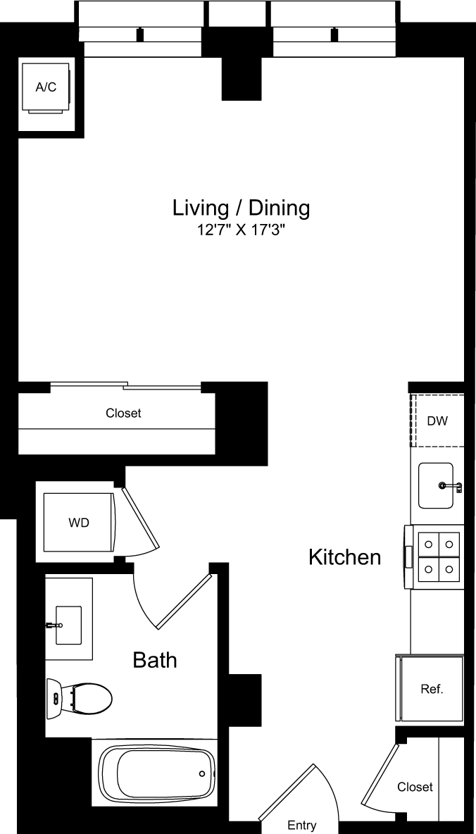 Floorplan diagram for Studio D, showing Studio