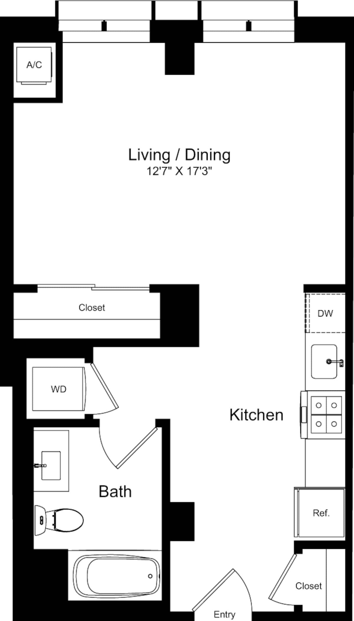 Floorplan diagram for Studio D, showing Studio