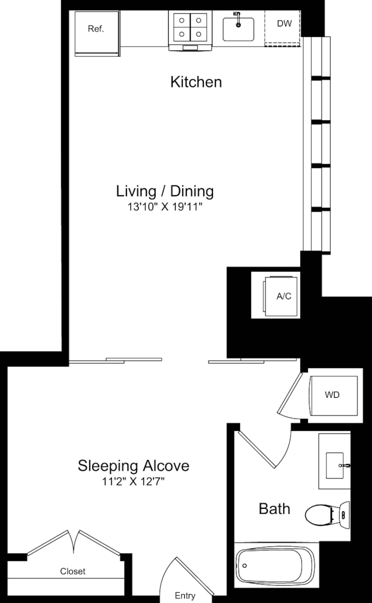 Floorplan diagram for Studio I, showing Studio
