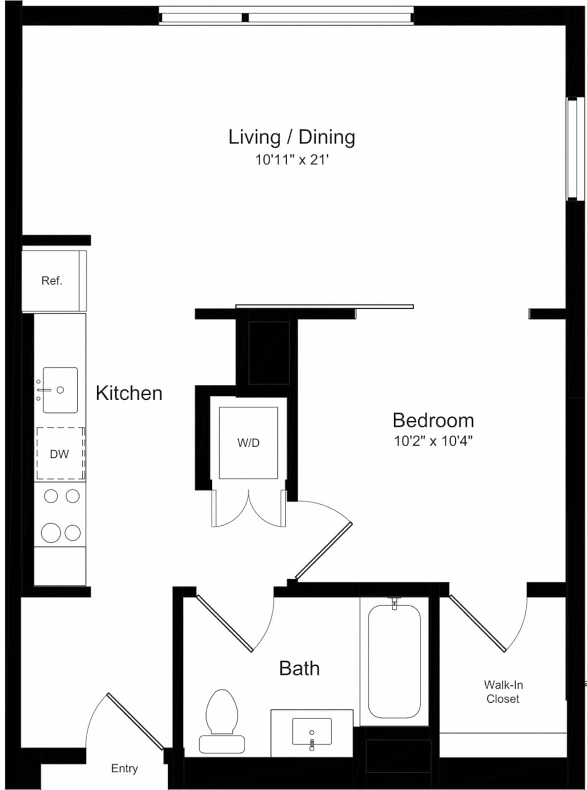 Floorplan diagram for 1 Bedroom A, showing 1 bedroom