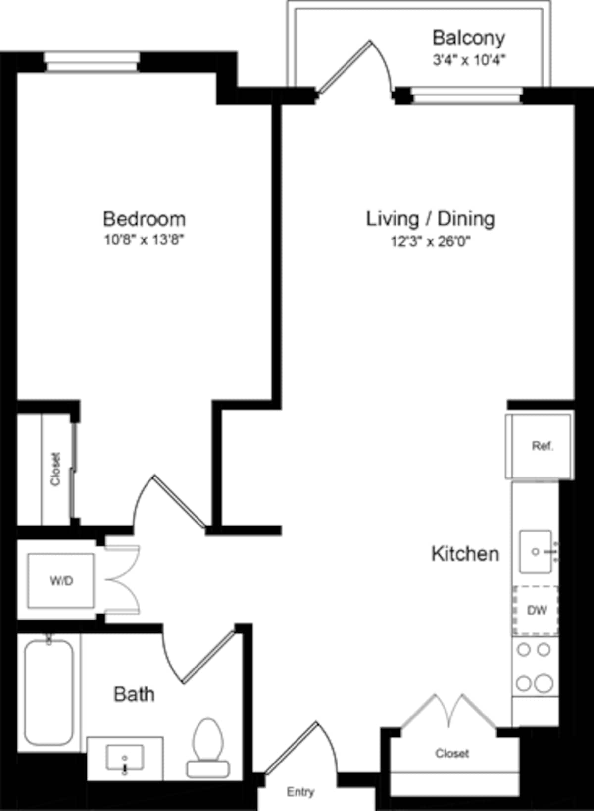 Floorplan diagram for 1 Bedroom JB, showing 1 bedroom