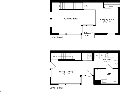 Floorplan diagram for Loft CB, showing Studio